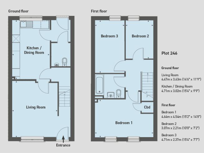 Floor plan, 3 bedroom house - artist's impression subject to change